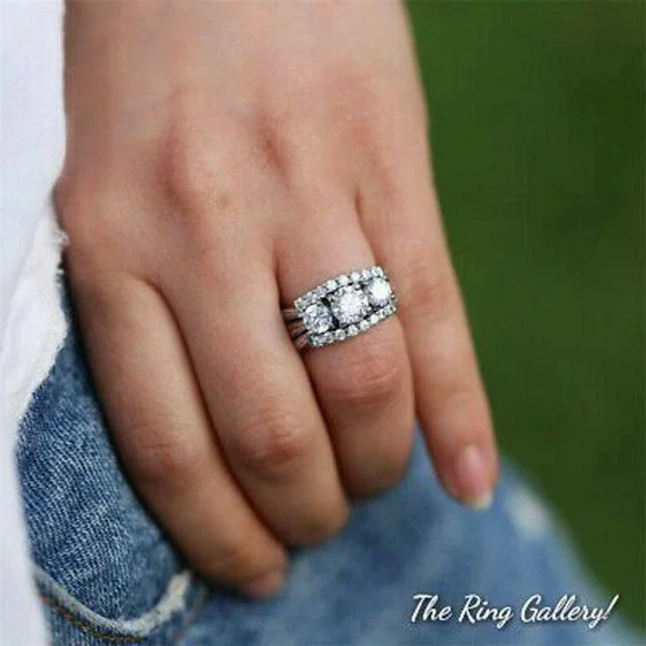 Diamond Wedding / Engagement Ring 925 SILVER #3 size 6,7,8,9,10 - Picture 6 of 8